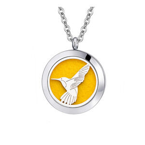 Aromatherapy Essential Oil Diffuser Necklace Hummingbird Stainless Steel